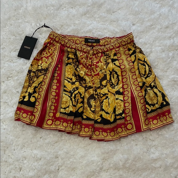 Versace Dresses & Skirts - Versace Black, Gold & Red Baroque Silk Mini Skirt